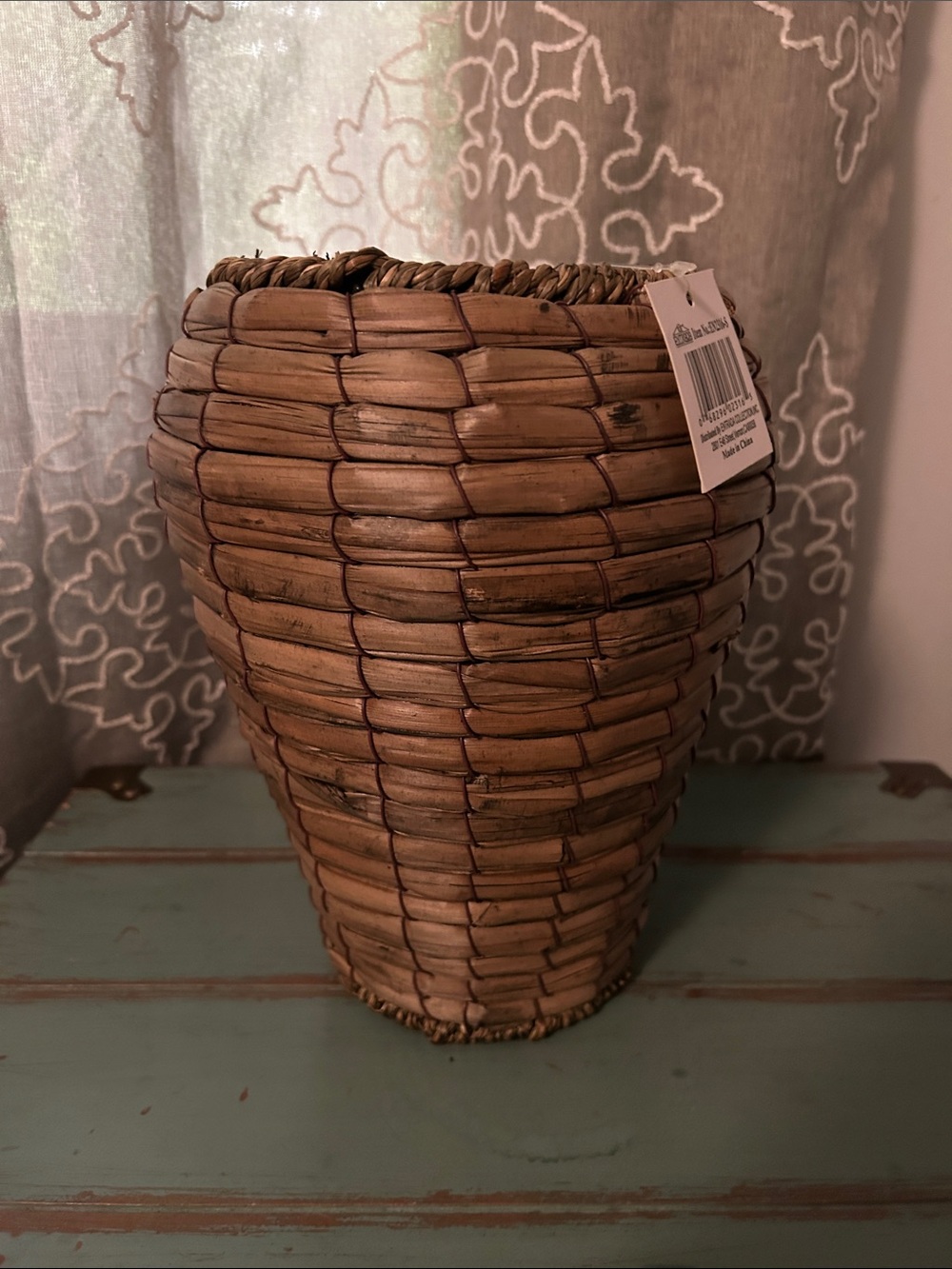 NWT Woven Rattan Decorative Vase